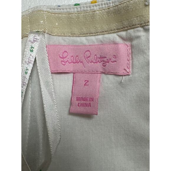 Lilly Pulitzer Dress Womens 2 White Rainbow Polka Dot Strapless Seersucker Beach - Picture 7 of 12